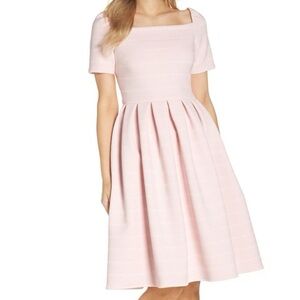 Gal Meets Glam- Elegant Pink Square-Neck Dress